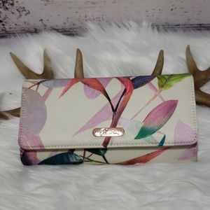 Buxton Satin Watercolor Foliage Full Size Wallet